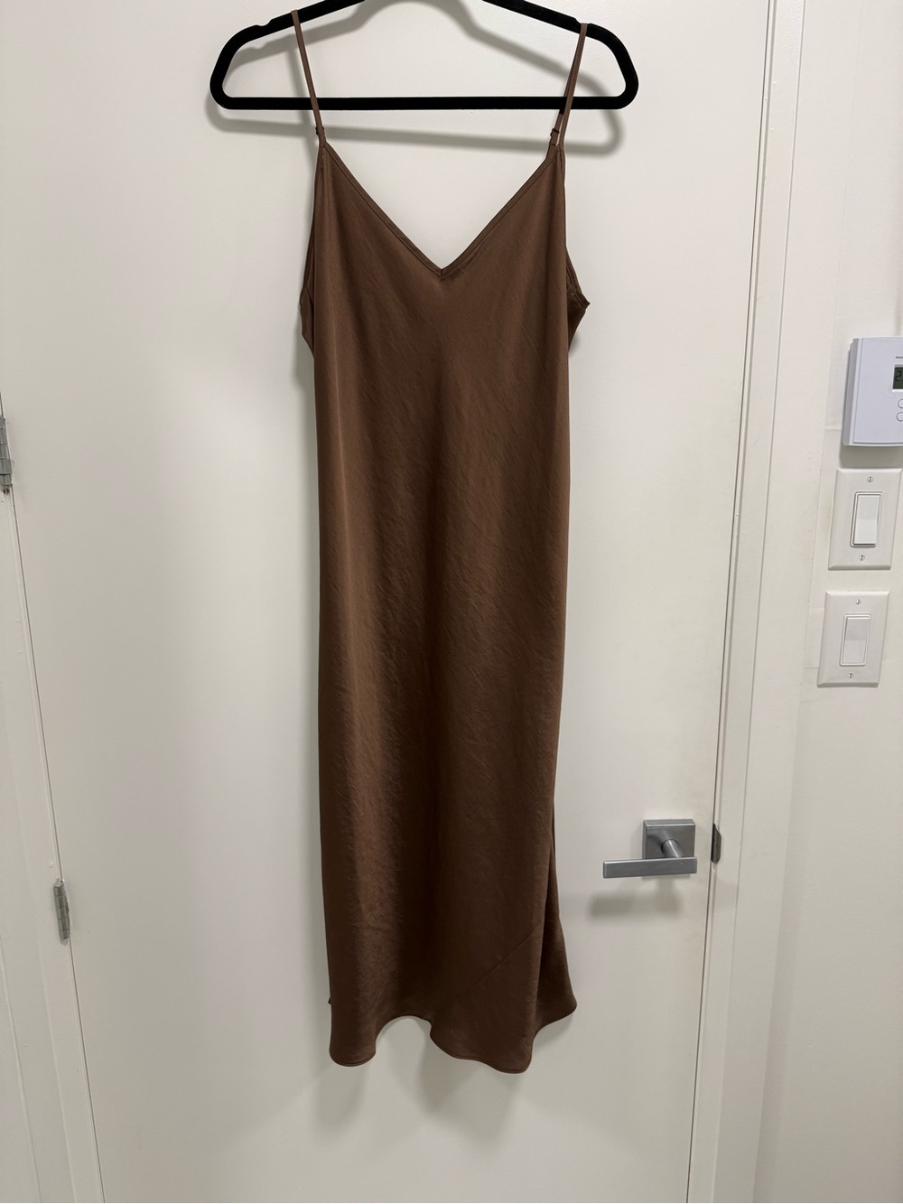 Wilfred Brown Slip Midi Dress with V-Neck